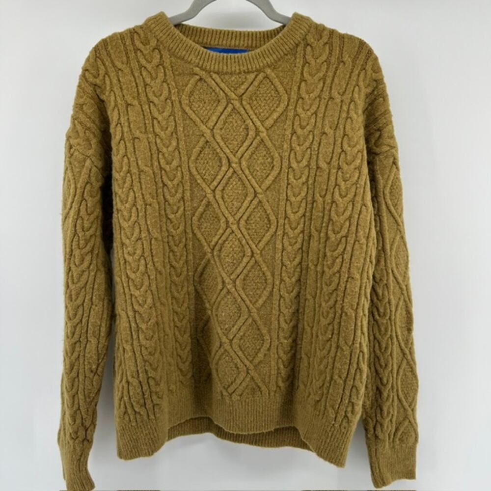 Aelfric Eden Cable Knit Sweater Adult S Yellow Green Cottage Fisherman Crew Neck